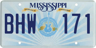MS license plate BHW171