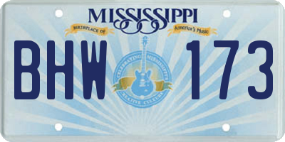 MS license plate BHW173