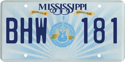 MS license plate BHW181