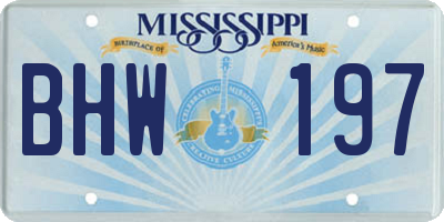MS license plate BHW197