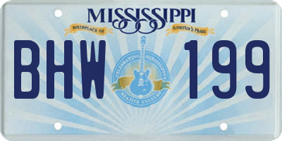 MS license plate BHW199