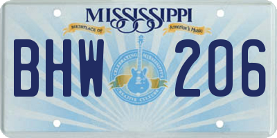 MS license plate BHW206