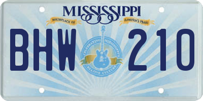 MS license plate BHW210