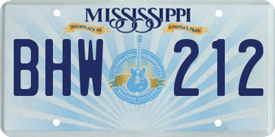 MS license plate BHW212