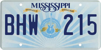 MS license plate BHW215