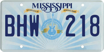 MS license plate BHW218
