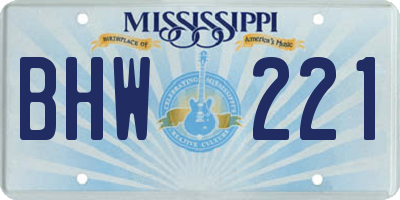 MS license plate BHW221