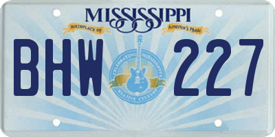 MS license plate BHW227