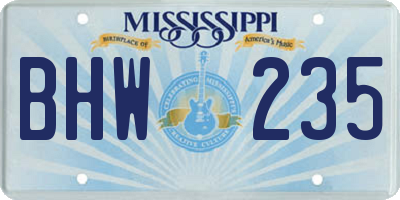 MS license plate BHW235
