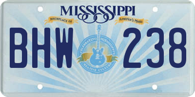 MS license plate BHW238