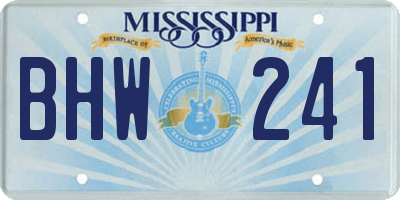 MS license plate BHW241