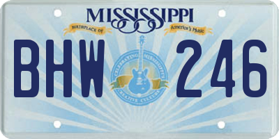 MS license plate BHW246