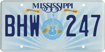 MS license plate BHW247