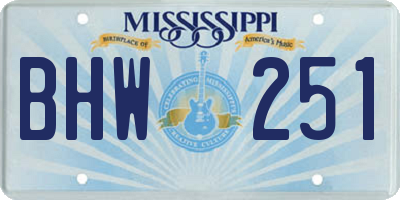 MS license plate BHW251
