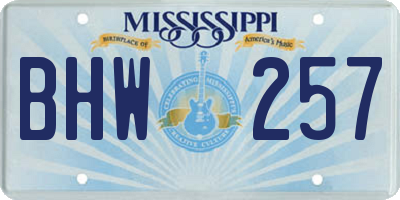 MS license plate BHW257