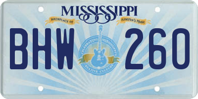 MS license plate BHW260