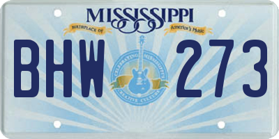 MS license plate BHW273