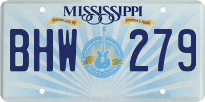 MS license plate BHW279