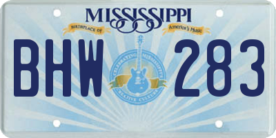MS license plate BHW283