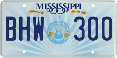 MS license plate BHW300
