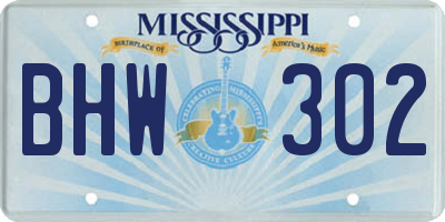 MS license plate BHW302