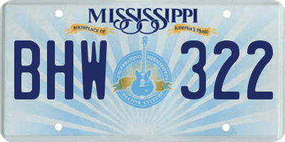 MS license plate BHW322