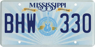 MS license plate BHW330