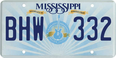 MS license plate BHW332