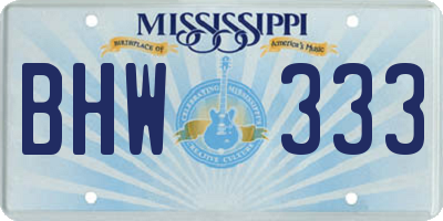 MS license plate BHW333
