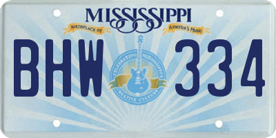 MS license plate BHW334