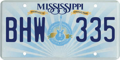 MS license plate BHW335