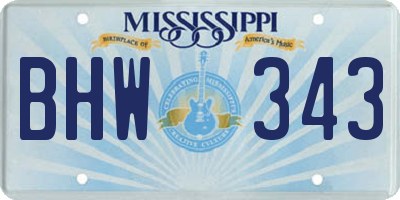 MS license plate BHW343
