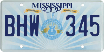 MS license plate BHW345