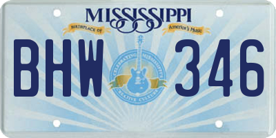 MS license plate BHW346