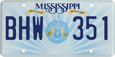 MS license plate BHW351