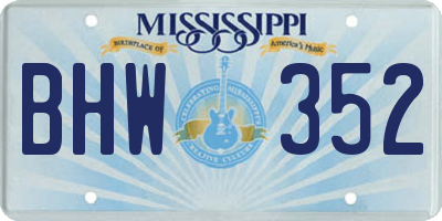MS license plate BHW352