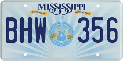 MS license plate BHW356
