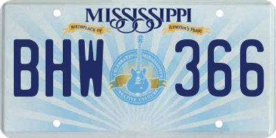 MS license plate BHW366