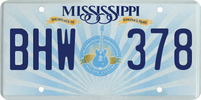 MS license plate BHW378