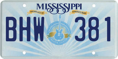 MS license plate BHW381