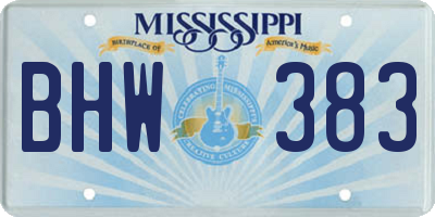 MS license plate BHW383