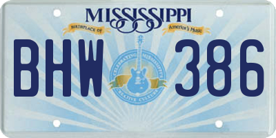 MS license plate BHW386