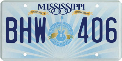 MS license plate BHW406