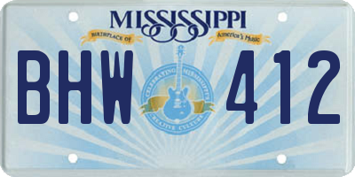 MS license plate BHW412