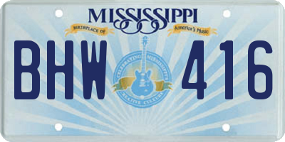 MS license plate BHW416