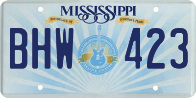 MS license plate BHW423