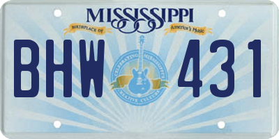 MS license plate BHW431