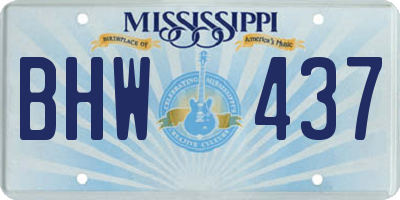 MS license plate BHW437