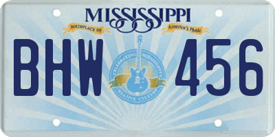MS license plate BHW456