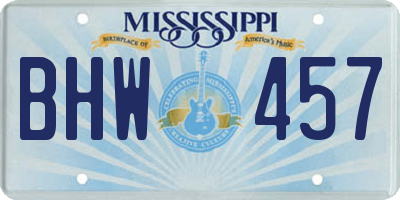 MS license plate BHW457